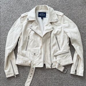 SCOOP Women's Off-White Leather Biker Jacket